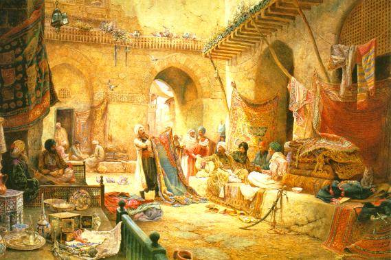 Charles Robertson,  Carpet Bazaar, Cairo dated 1887